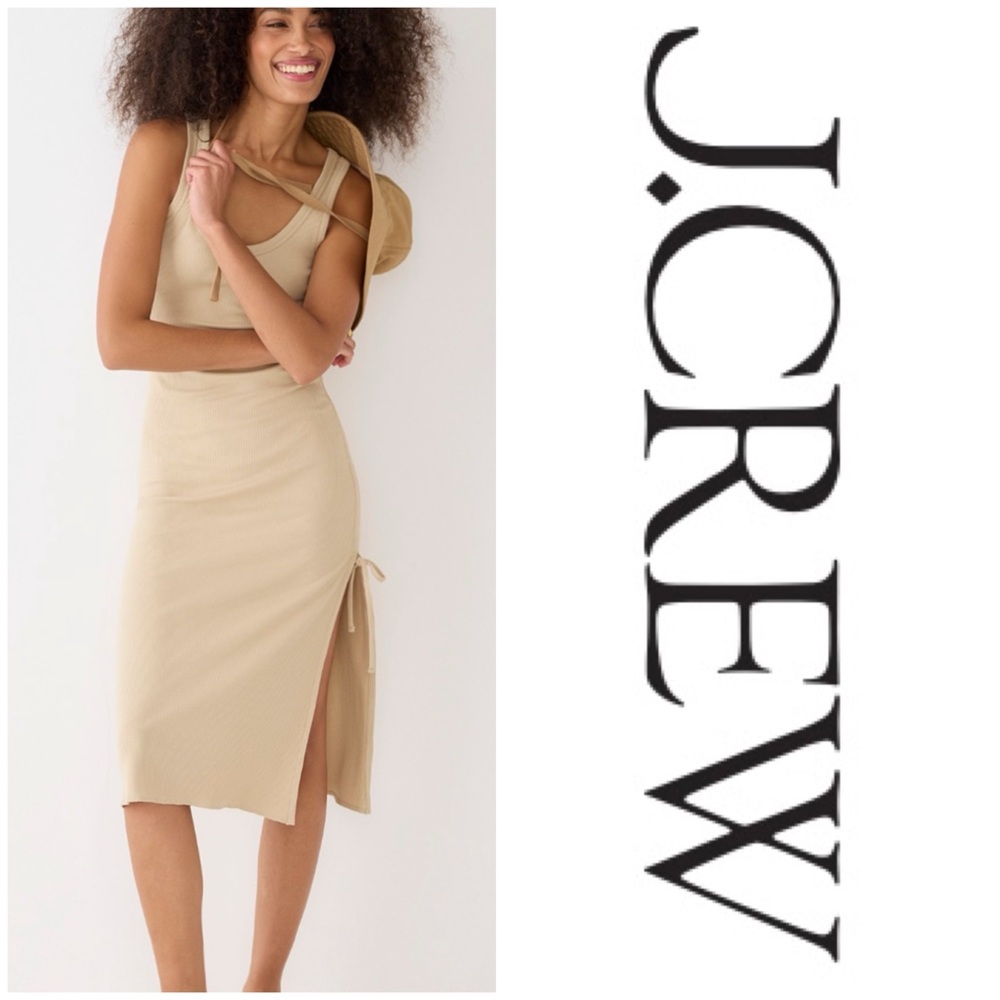 J.Crew ruched midi dress in vintage rib SOLD OUT ONLINE item#BP250/S/Light Khaki